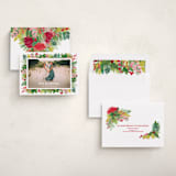 "Tropical Pines Frame" - Holiday Cards in Strawberry Punch by Shiny Penny Studio - Assembled