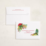 "Tropical Pines Frame" - Holiday Cards in Strawberry Punch by Shiny Penny Studio - FREE Recipient Addressing