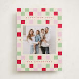 "Happy Checkers" - Holiday Cards in Cranberry by Katie Zimpel - Front