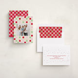 "Happy Checkers" - Holiday Cards in Cranberry by Katie Zimpel - Assembled