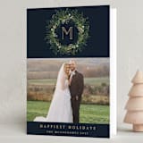 "Greenery Wreath" - Holiday Cards in Twilight by Susan Moyal - Folded Card