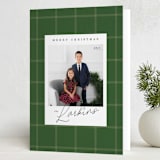 "Farmhouse Plaid" - Holiday Cards in Evergreen by Danie Romrell - Folded Card