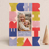 "Cheerful Blocks" - Holiday Cards in Cranberry by Jennifer Lew - Front