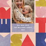 "Cheerful Blocks" - Holiday Cards in Cranberry by Jennifer Lew - Detail