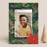"Poinsettia and Pen" - Holiday Cards in Pine Needle by Annie Montgomery - Front