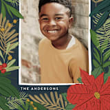 "Poinsettia and Pen" - Holiday Cards in Pine Needle by Annie Montgomery - Detail