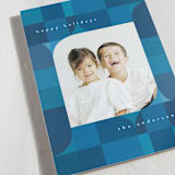 "Retro Plaid" - Holiday Cards in Lake by Katie Zimpel - Detail