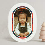 "Soft Tartan" - Holiday Cards in Cranberry by Ellis - Front