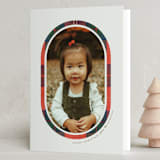 "Soft Tartan" - Holiday Cards in Cranberry by Ellis - Folded Card