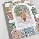 "Winter Village" - Holiday Cards in Candied Apple by Jennifer Wick - Detail