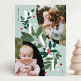 "Peace Greenery" - Holiday Cards in Wintermint by Julia Mehoke - Front
