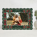 "Folk Flower Frame" - Holiday Cards in Evergreen by Alethea and Ruth - Front