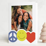 "Peace Joy Love" - Holiday Cards in Cardinal by Ekko Studio - Folded Card