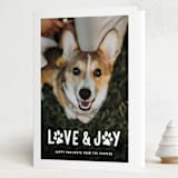 "Puppy Love and Joy" - Holiday Cards in Snow by Hooray Creative - Folded Card
