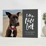 "I ate the nice list" - Holiday Cards in Charcoal by Lea Delaveris - Folded Card