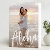"Aloha" - Holiday Cards in Frost by Pine Street Creative - Folded Card