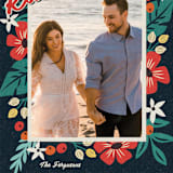 "Bold Tropic Florals" - Holiday Cards in Midnight by Nam Bourassa - Detail