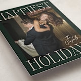 "Glam Greeting" - Holiday Cards in Evergreen by Ekko Studio - Detail