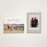 "Lightly Scripted" - Holiday Cards in Holly Berry by Cass Loh - Photo Orientation Options