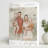 "Modern Script" - Holiday Cards in Taupe by Katy Shen - Folded Card