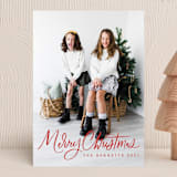 "Textured Script" - Holiday Cards in Berry by Kristen Smith - Front