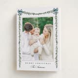 "Holly & Bows" - Holiday Cards in Winter Berry by Susan Moyal - Folded Card