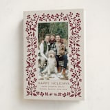 "Block Print Blossom" - Holiday Cards in Mulled Wine by Katharine Watson - Folded Card