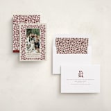"Block Print Blossom" - Holiday Cards in Mulled Wine by Katharine Watson - Assembled