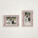 "Block Print Blossom" - Holiday Cards in Mulled Wine by Katharine Watson - Photo Orientation Options
