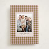 "Cozy Gingham" - Holiday Cards in Peony by Beth Vassalo - Front