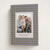 "Cozy Gingham" - Holiday Cards in Blueberry by Beth Vassalo - Folded Card