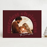 "Merriest Christmas Cheer" - Holiday Cards in Cranberry by Ashley Cuccio - Front