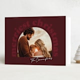 "Merriest Christmas Cheer" - Holiday Cards in Cranberry by Ashley Cuccio - Folded Card
