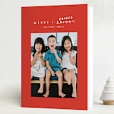"Merry and bribed" - Holiday Cards in Tomato by Lea Delaveris - Folded Card
