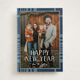 "Foiled plaid" - Holiday Cards in Navy by Annie Holmquist - Front