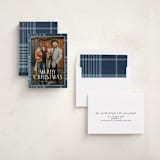 "Foiled plaid" - Holiday Cards in Navy by Annie Holmquist - Assembled