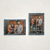 "Foiled plaid" - Holiday Cards in Navy by Annie Holmquist - Photo Orientation Options