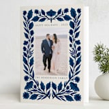 "Storybook Floral" - Holiday Cards in Navy by Katharine Watson - Folded Card