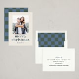 "Checkerboard Greeting" - Holiday Cards in Mist by Baumbirdy - Assembled
