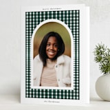 "Woven Plaid" - Holiday Cards in Olive by Baumbirdy - Folded Card