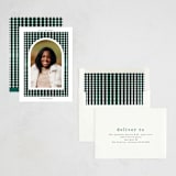 "Woven Plaid" - Holiday Cards in Olive by Baumbirdy - Assembled