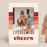 "Vintage Stripe" - Holiday Cards in Cranberry by Annie Holmquist - Front