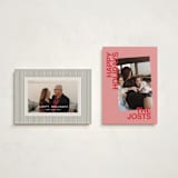 "Angled" - Holiday Cards in Berry by Inkblot Design - Photo Orientation Options
