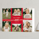 "Multi Ribbon" - Holiday Cards in Apple by Everett Paper Goods - Folded Card