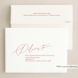 "Sloped Script" - Holiday Cards in Crimson by Melanie Severin - FREE Recipient Addressing