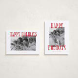"Happy Holidays!" - Holiday Cards in Candy Cane by Wildfield Paper Co - Photo Orientation Options