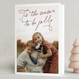 "Jolly Time" - Holiday Cards in Burgundy by Inkblot Design - Folded Card