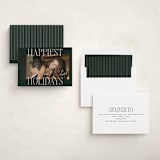 "Glam Greeting" - Holiday Cards in Evergreen by Ekko Studio - Assembled