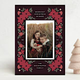 "Festive Floral" - Holiday Cards in Chocolate by Emily Sabol Goss - Front