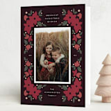 "Festive Floral" - Holiday Cards in Chocolate by Emily Sabol Goss - Folded Card